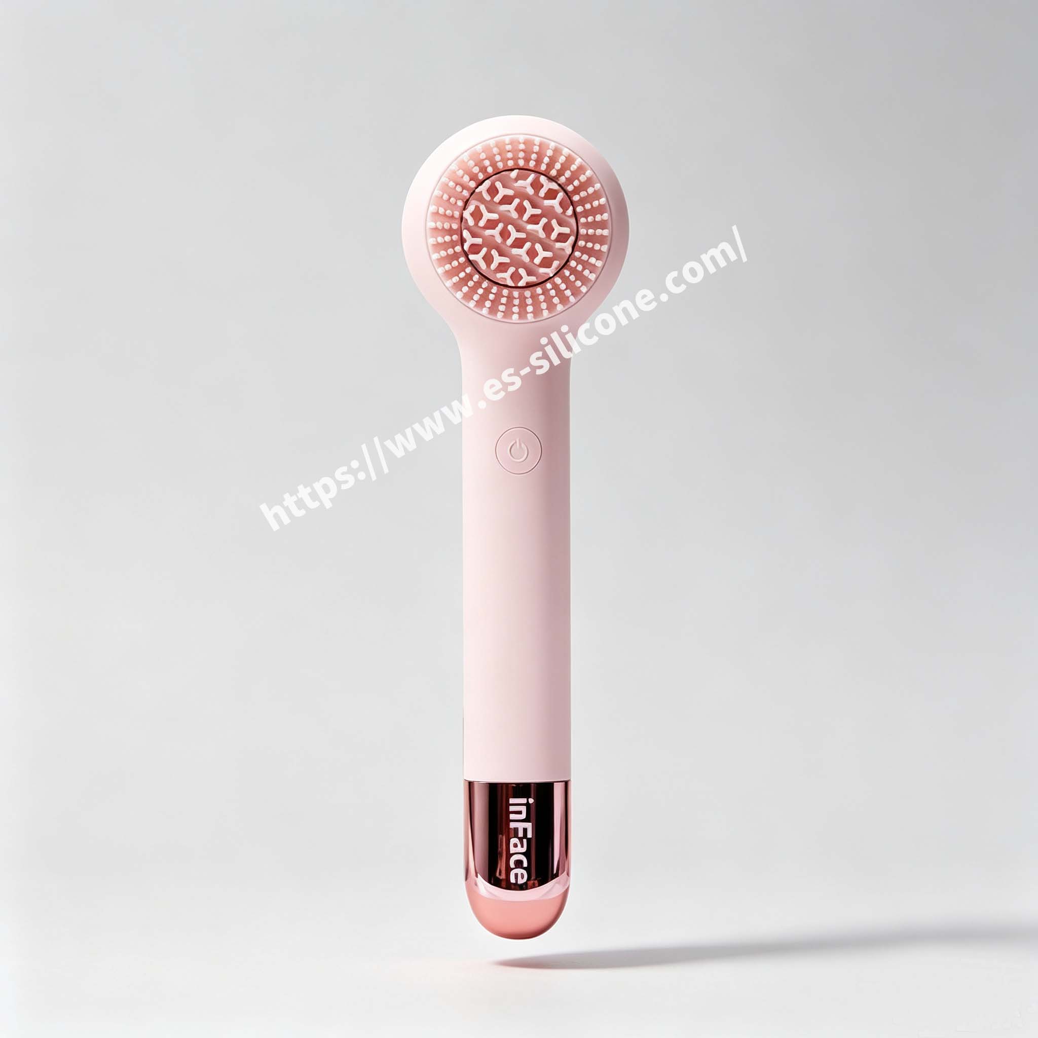 Liquid silicone encased plastic massage brush