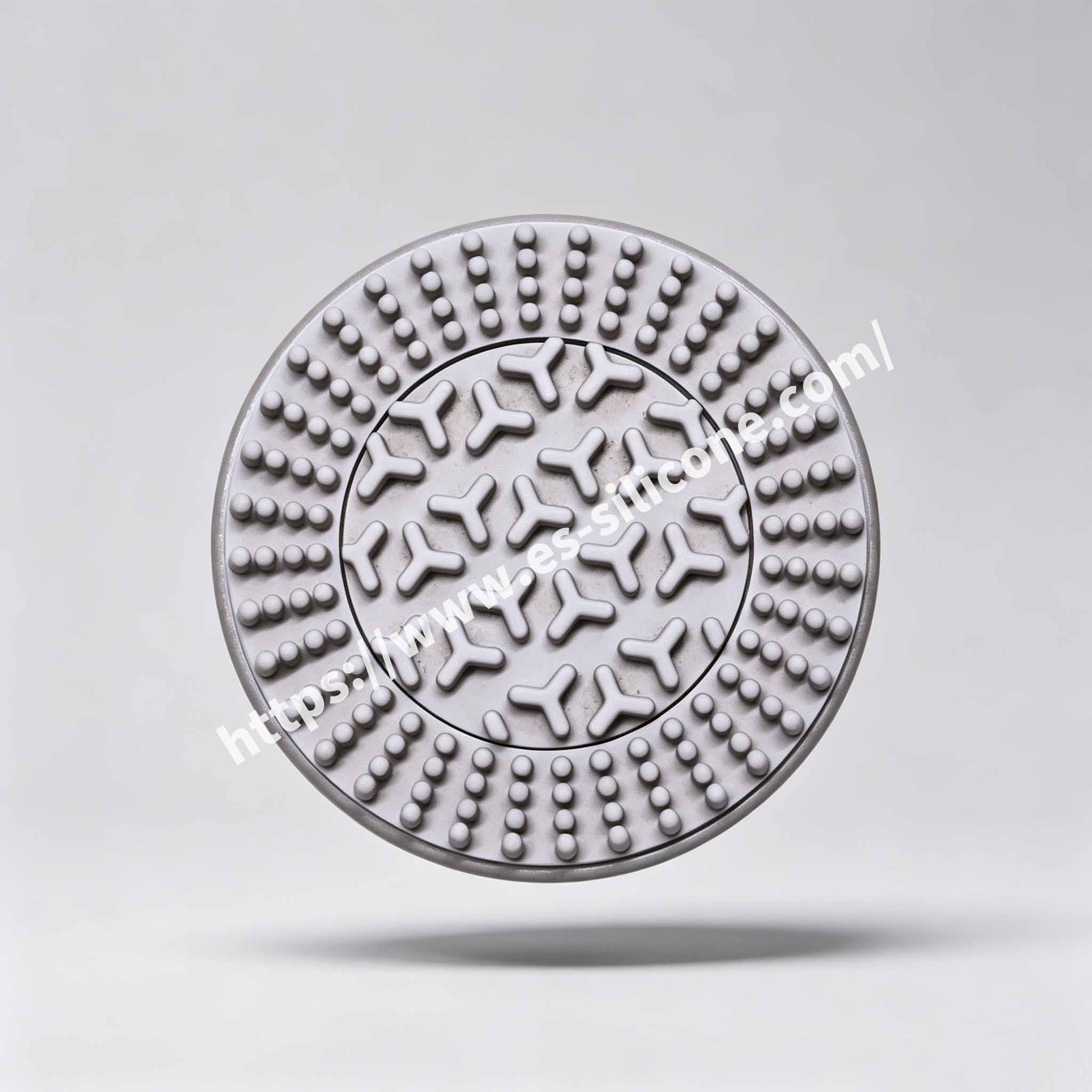 Liquid silicone encased plastic massage brush