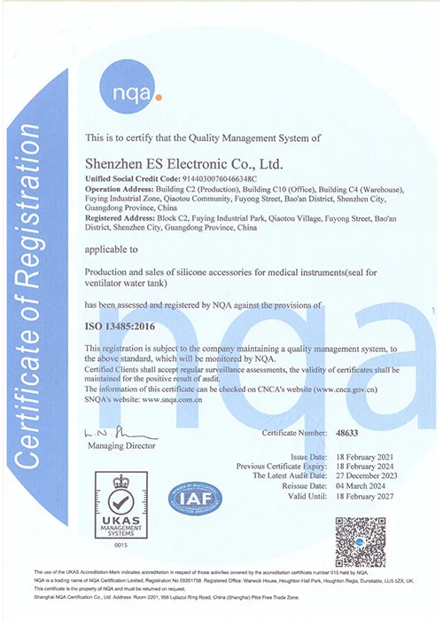 ISO 13485:2016 Quality Management System Certificate