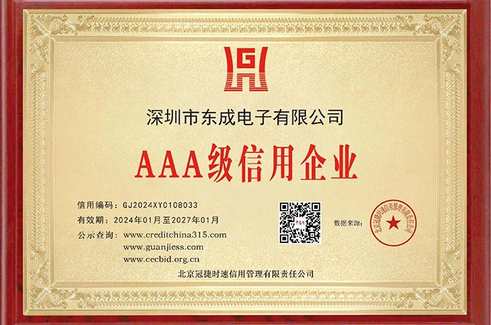 Industry Recognition Certificate - AAA Credit Enterprise